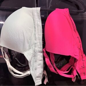 PINK Victoria's Secret red and sage wireless Bras